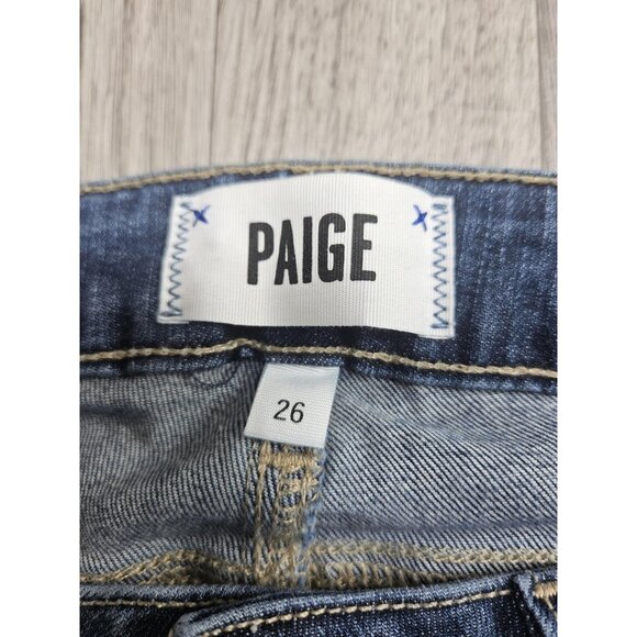 Paige Verdugo Crop Jeans Womens 26 Blue Distressed Raw Hem Skinny Denim Stretch - Picture 6 of 13